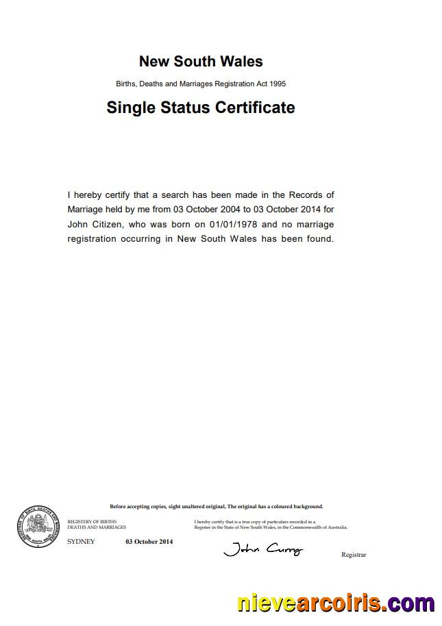 Australia New South Wales divorce certificate